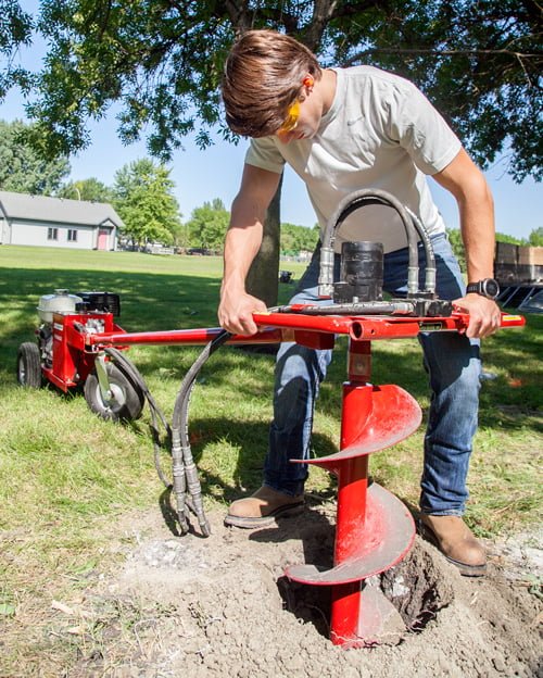 Hydraulic earth drill fencing